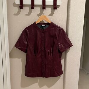 DKNY Women's Dark Red Leather Jacket